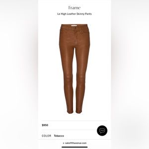 Frame size 28 Lamb Leather pants